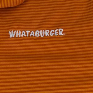 Whataburger Official Employee Striped Polo Shirt Orange Large